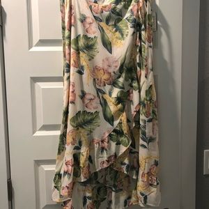Floral faux wrap skirt
